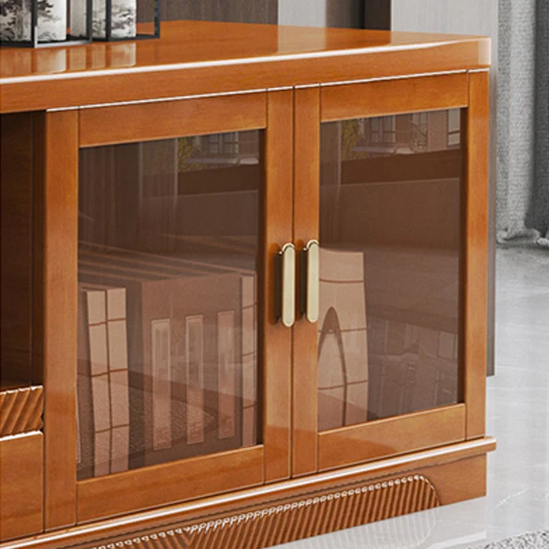 Soporte para TV de 16" / 16,5" D Consola de TV de madera maciza con cajones y puertas para sala de estar Rojo Clearhalo