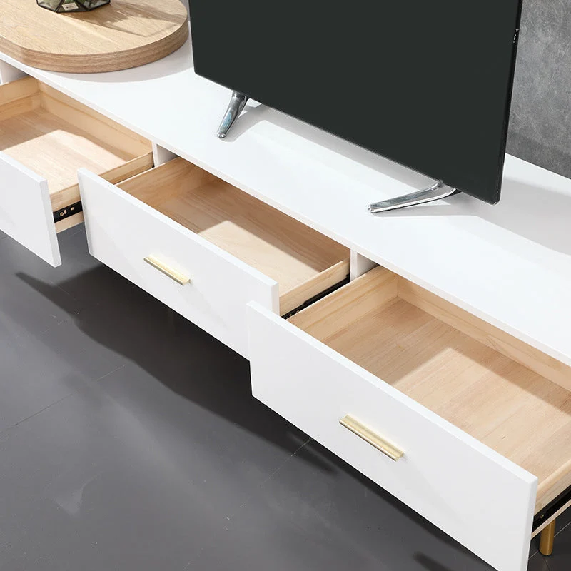Soporte para TV con consola multimedia contemporánea, soporte para TV de madera sintética con cajones Madera Clearhalo