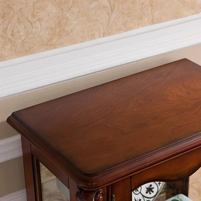 Vitrina Mid-Century moderna de abedul con puertas para comedor Marron Clearhalo