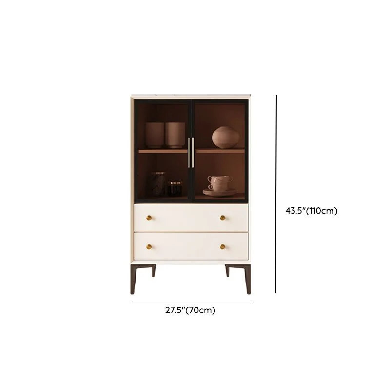 Vitrina moderna con puertas de vidrio y madera sintética para comedor Clearhalo