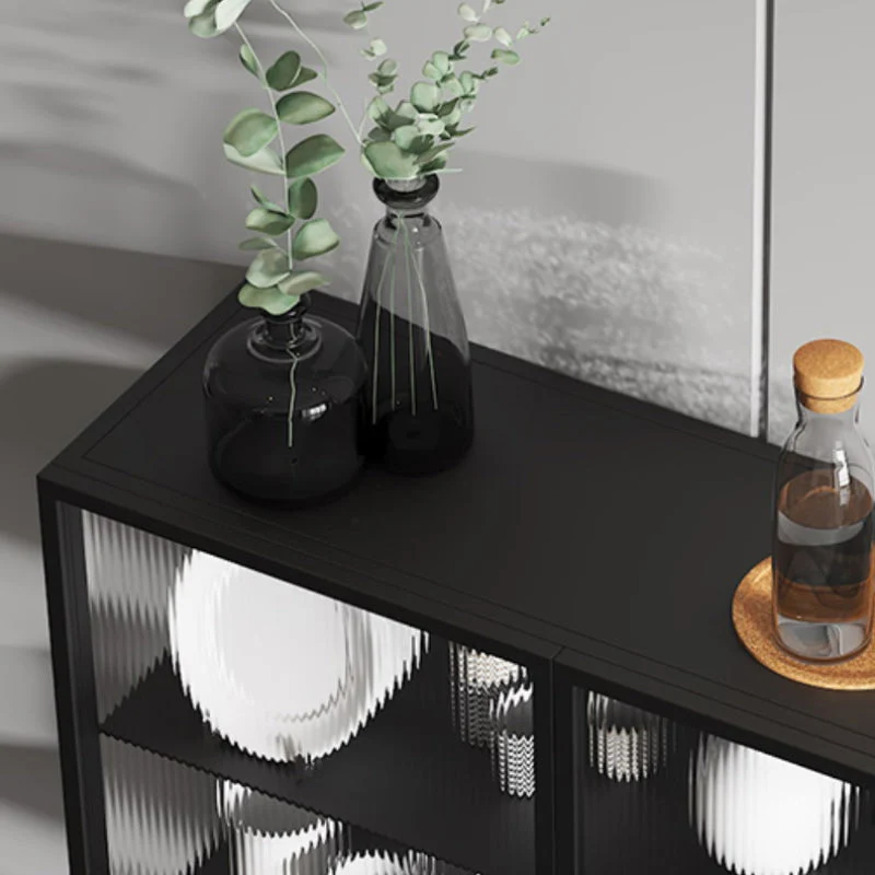 Vitrina moderna con puertas de vidrio y metal para curiosidades, para sala de estar Negro Clearhalo