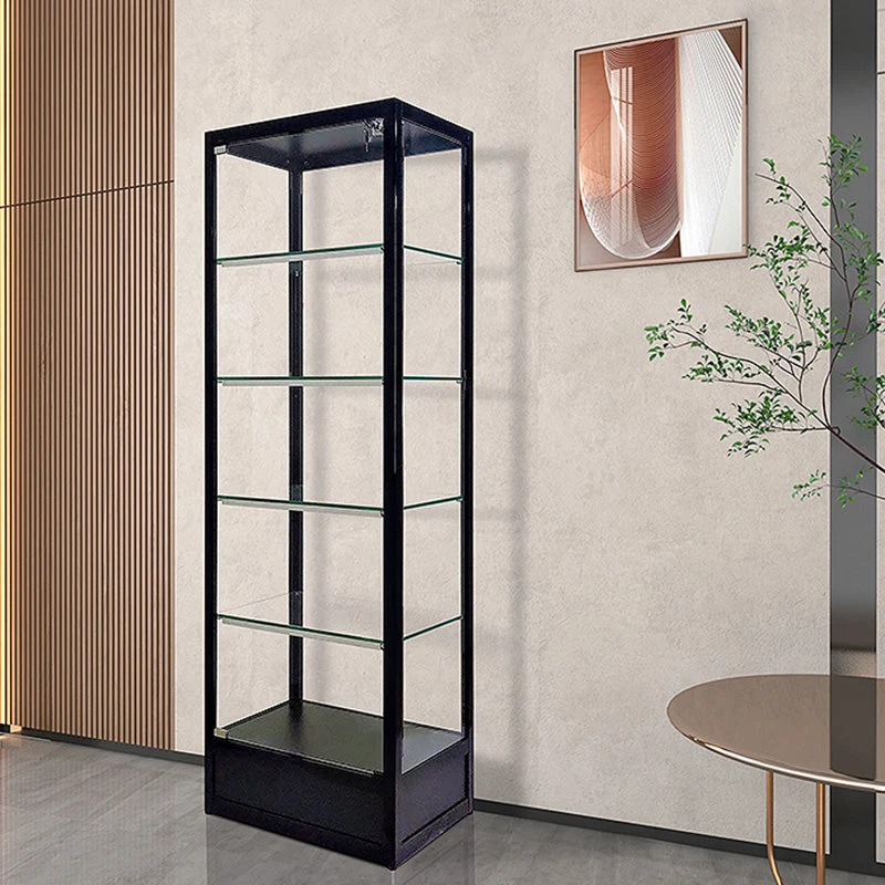 Vitrina moderna de cristal con puertas con cerradura Blanco Clearhalo