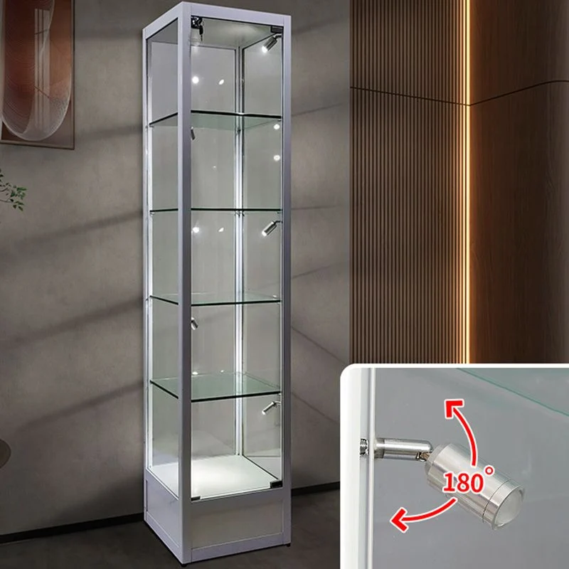 Vitrina moderna de cristal con puertas con cerradura Blanco Clearhalo