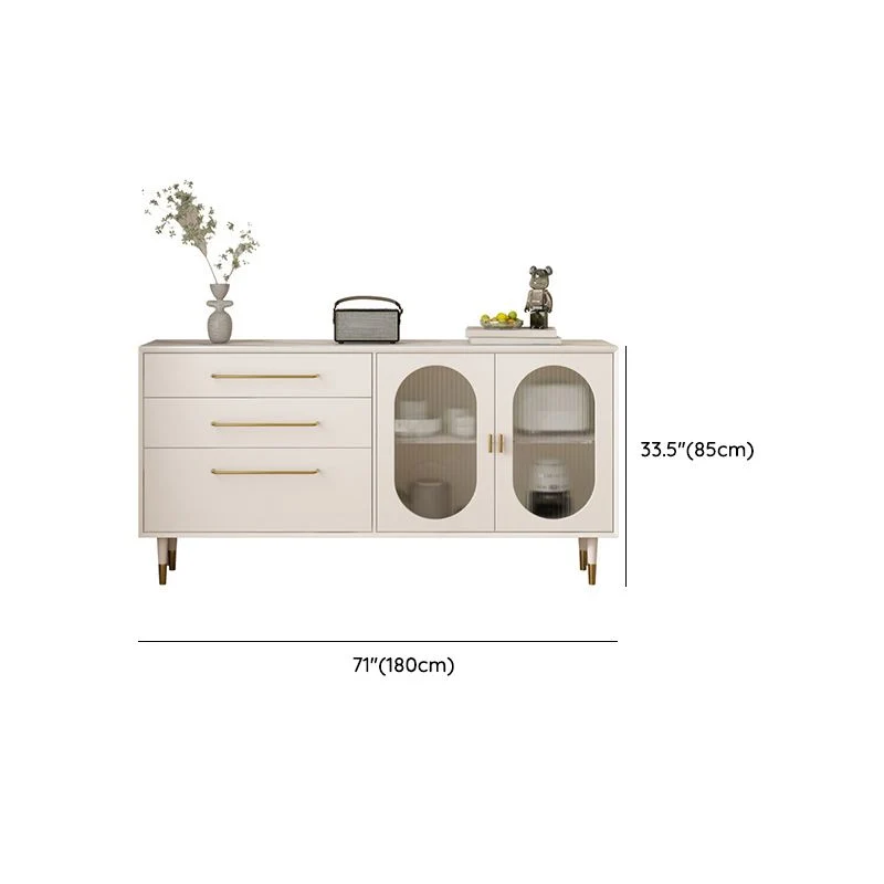 Vitrina moderna de madera sintética con puertas para comedor Clearhalo