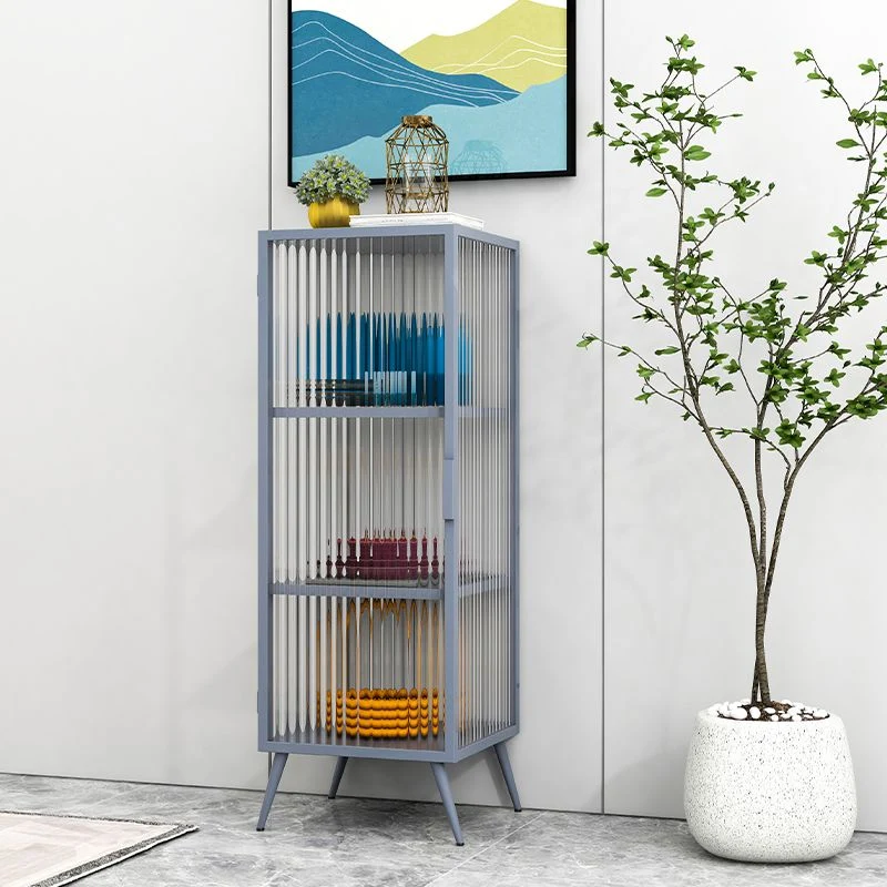 Vitrina moderna de metal con puertas de vidrio y soporte de exhibición para sala de estar Negro Clearhalo