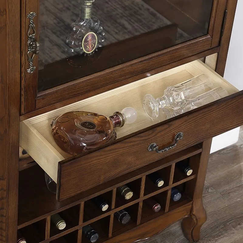 Vitrina tradicional de cenizas con puertas de vidrio para dormitorio Rojo Clearhalo