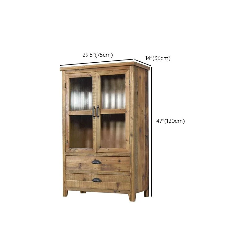 Vitrina tradicional de madera maciza de estilo antiguo para sala de estar Clearhalo