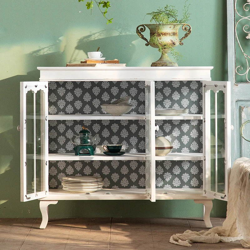 Vitrina tradicional de madera maciza, mueble tipo buffet con múltiples estantes para sala de estar Clearhalo