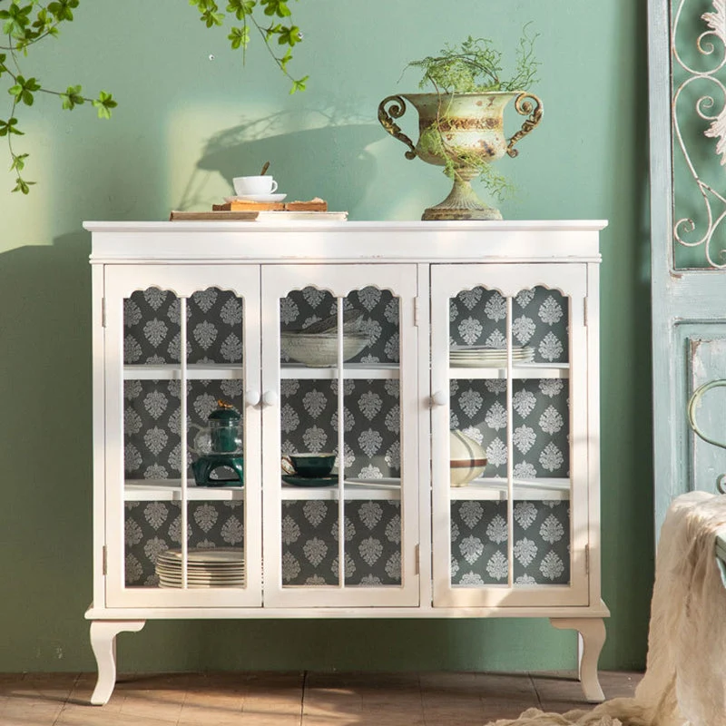 Vitrina tradicional de madera maciza, mueble tipo buffet con múltiples estantes para sala de estar Clearhalo