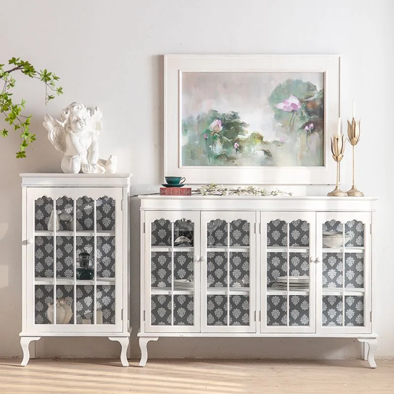 Vitrina tradicional de madera maciza, mueble tipo buffet con múltiples estantes para sala de estar Clearhalo