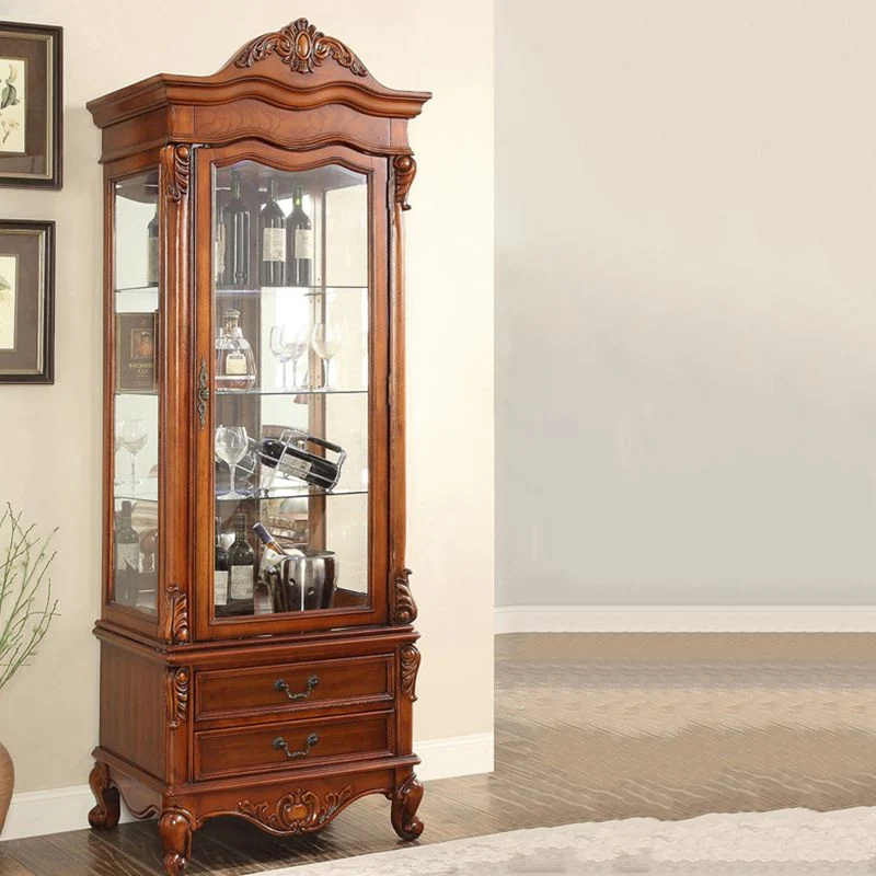 Vitrina tradicional de madera maciza, mueble tipo buffet con múltiples estantes para comedor Clearhalo