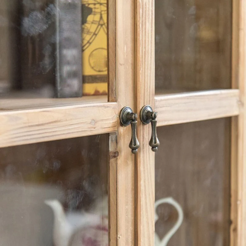 Vitrina tradicional de madera maciza en la naturaleza para sala de estar Clearhalo