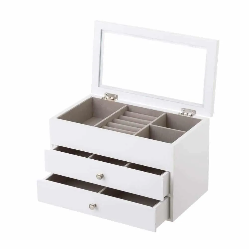 Joyero de Madera Blanco 26 x 14,50 x 16,50cm DCASA