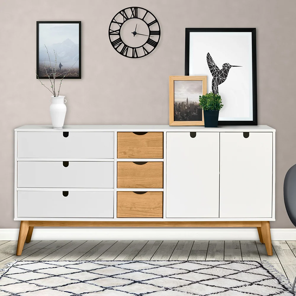 Credenza Maputo - Color Madera y Blanco