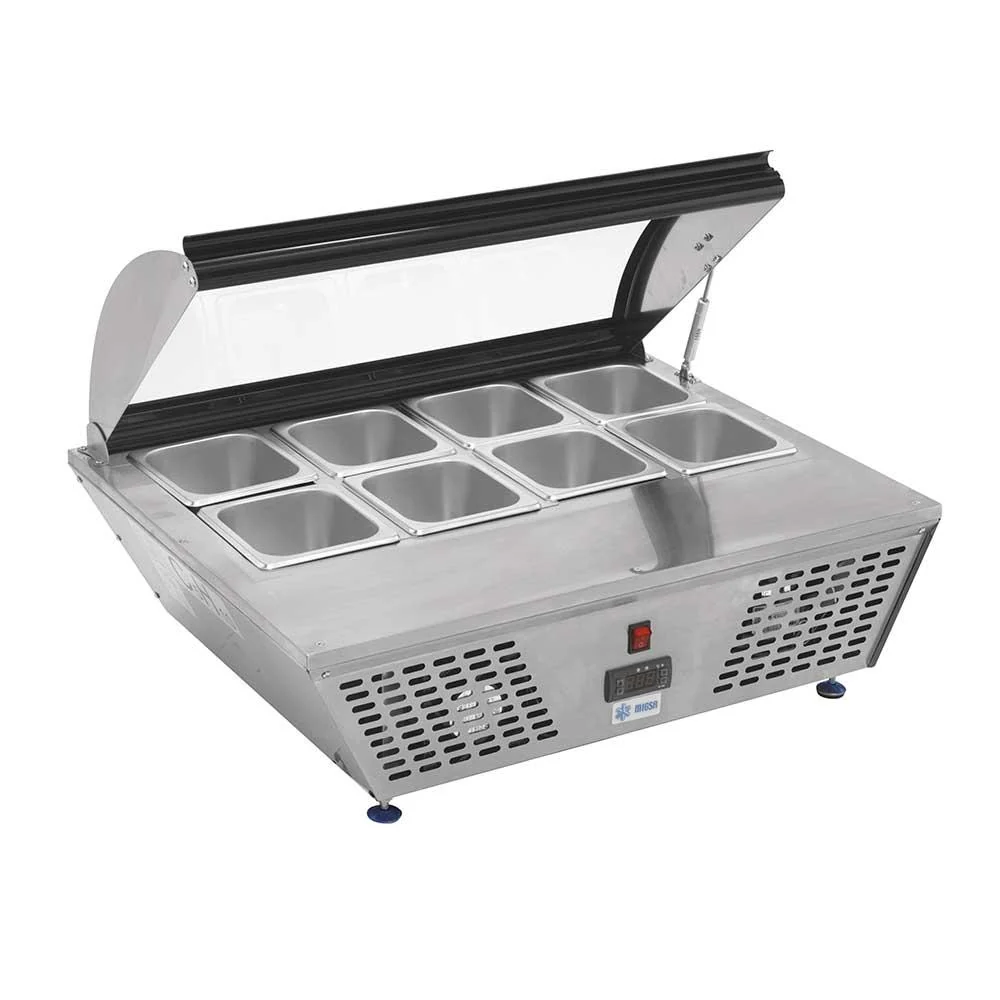 Base Refrigerada De 8 Insertos De Sobre Mesa Con Tapa 67 L 110V Migsa RTW-67L