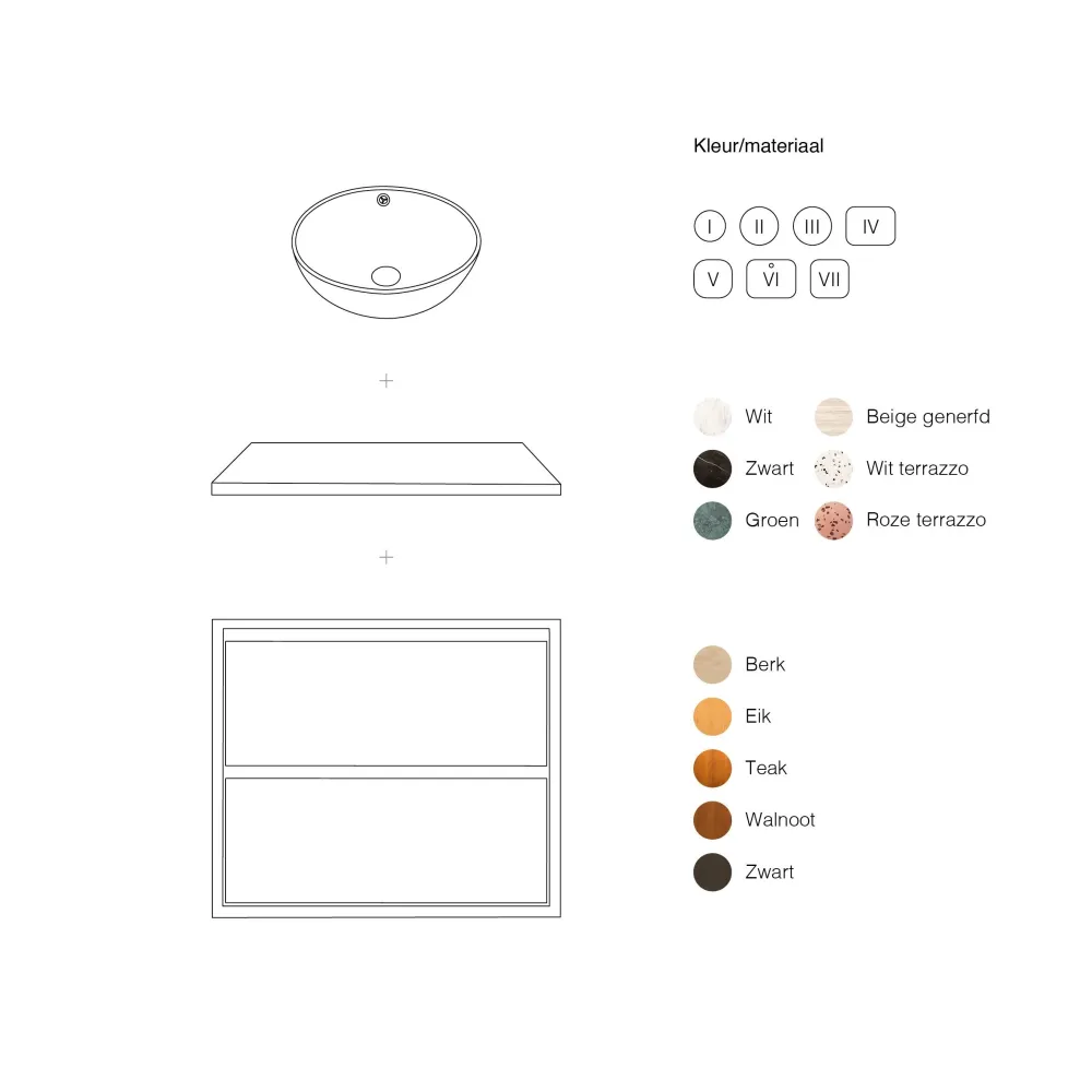 Mueble de baño escandinavo ANN - 80 cm - Roble