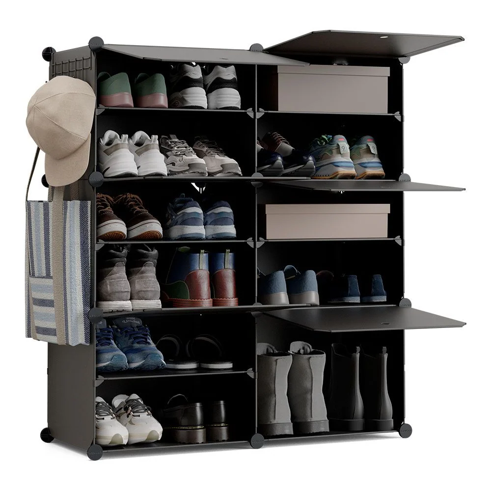 ZAPATERO MODULAR CUBE C6 NEGRO NEWLUX
