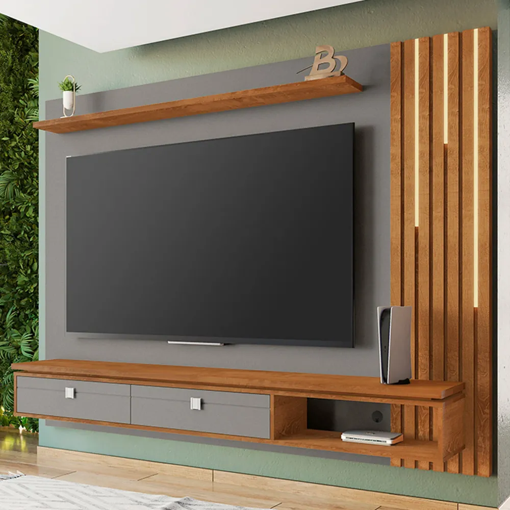Panel Rack Tv 80" Hanover Titanium Natural