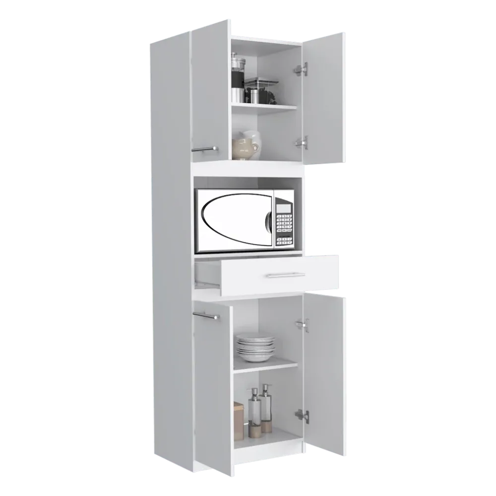 Módulo Microondas Delfi, Blanco, con Cuatro Puertas Abatibles y Amplio Espacio Para Almacenamiento RTA Design