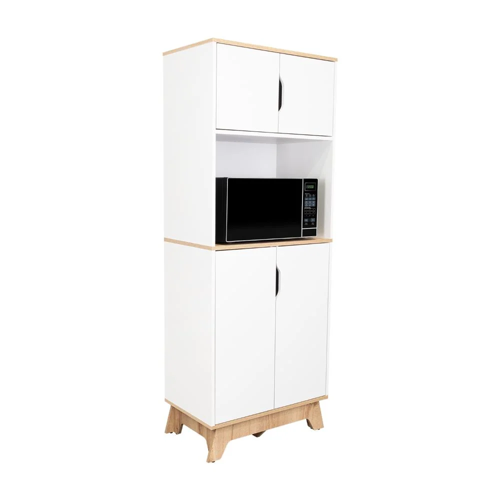 Modulo Microondas Andra, Blanco y Café Claro, con Cuatro Puertas Batientes RTA Design