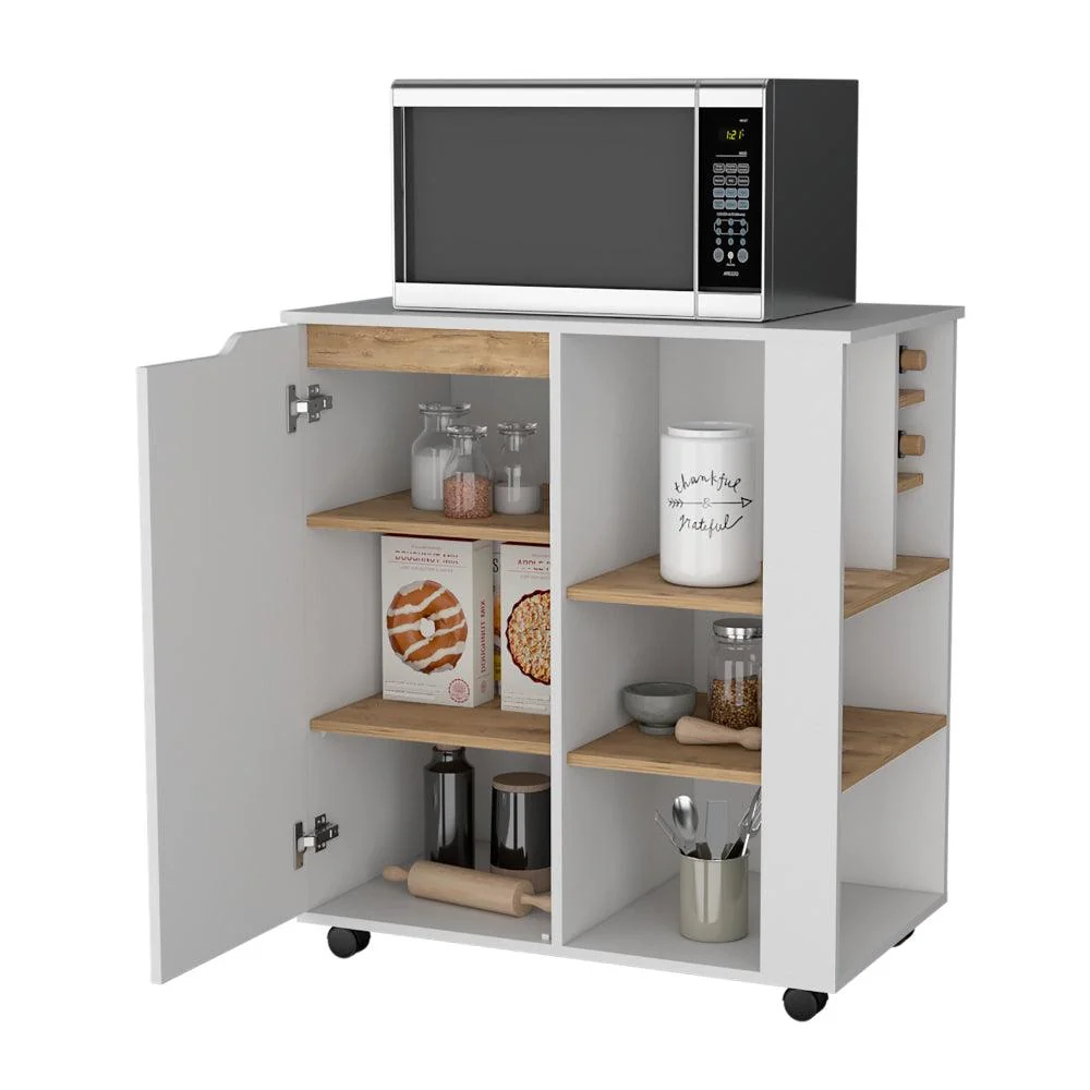 Modulo Microondas Soler, Blanco y Macadamia, amplios espacios para almacenamiento RTA Design