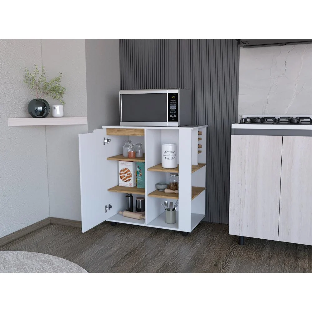 Modulo Microondas Soler, Blanco y Macadamia, amplios espacios para almacenamiento RTA Design