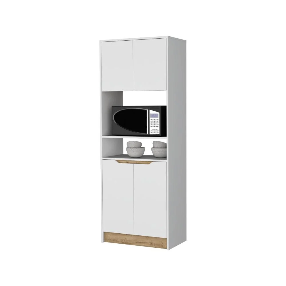Modulo Microondas Soler, Blanco y Macadamia, con cuatro puertas abatibles RTA Design
