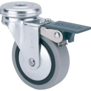 Rueda gir. B-PGI 1-0550 17Kg. 40mm. Freno. Goma gris 21BSRFN40-PGI. RUEDAS ALEX SLU