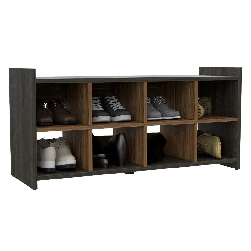Zapatero Recibidor 8 Pares Z,101, Carbón y Gales, con superficie para sentarse y múltiples entrepaños Tuhome Furniture