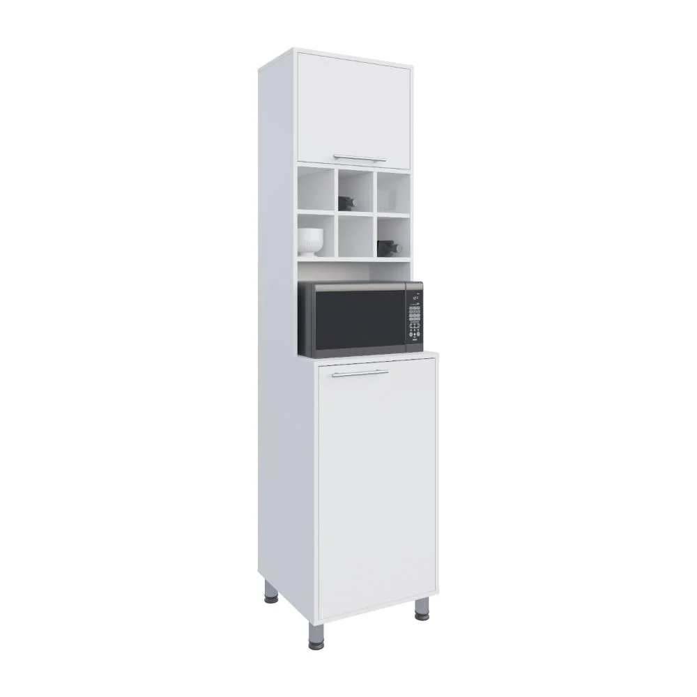 Alacena Atica, Blanco, con espacio para guardar botellas de vino ZF Virtual Muebles