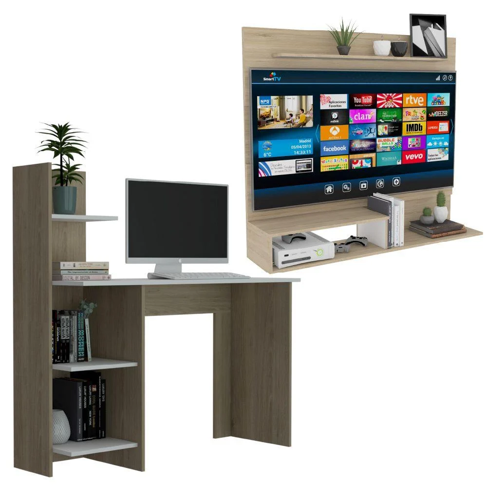 Combo Multifuncional Rick, Incluye Panel de Tv y Escritorio Virtual Muebles Combo