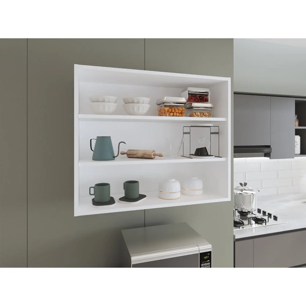 Gabinete Superior Kane, Blanco Duqueza, con tres entrepaños Virtual Muebles