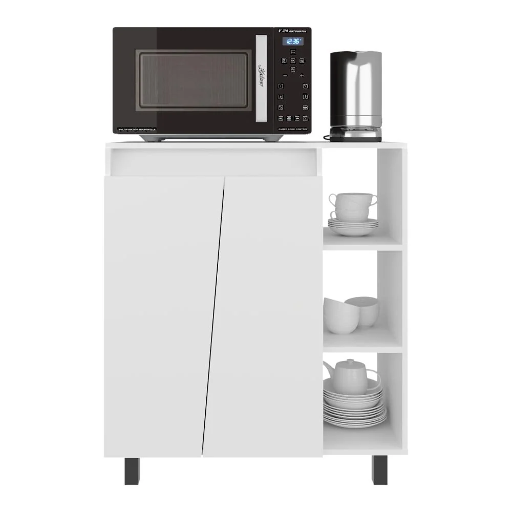 Modulo Microondas Sese, Kronos Blanco, Con dos puertas abatibles y compartimiento inferior para alimentos ZF Virtual Muebles