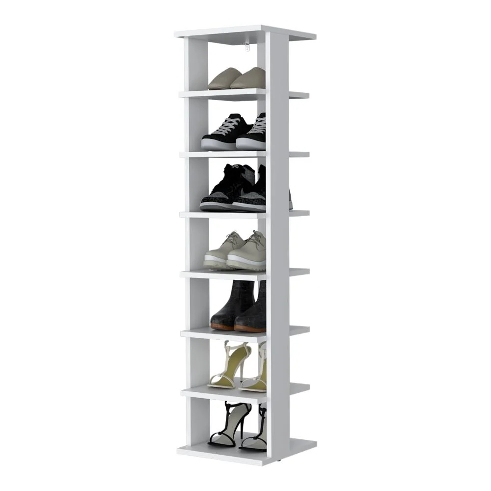 Zapatero Odes, Blanco, con siete entrepaños ZF Virtual Muebles