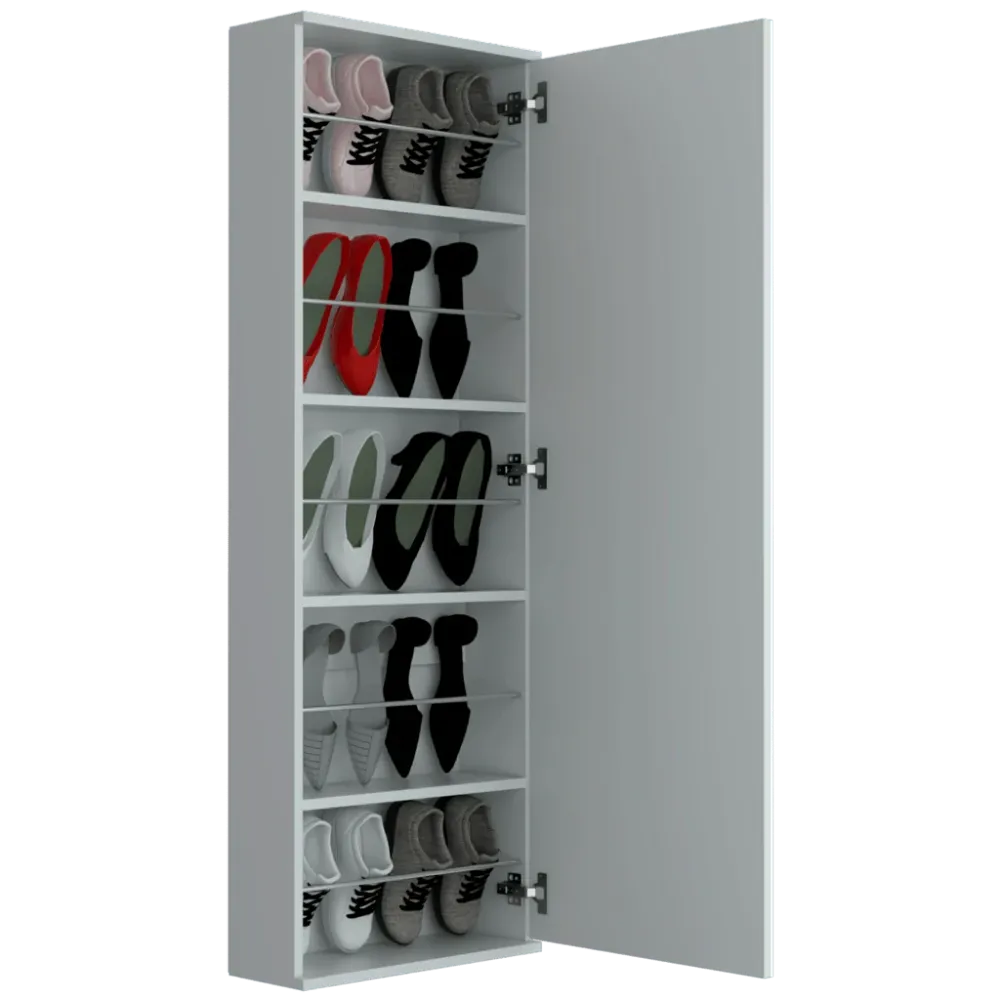 Zapatero Isia con Espejo, Blanco, con Amplio Espacio de Almacenamiento Incluye Espejo ZF Virtual Muebles ZF
