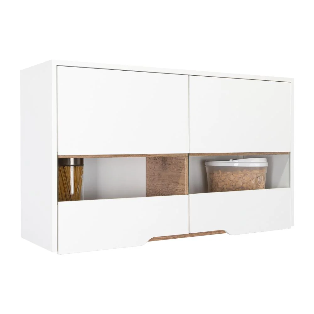 Gabinete Superior Soler, Blanco y Macadamia, con dos puertas y facil instalación 100 VM Hogar