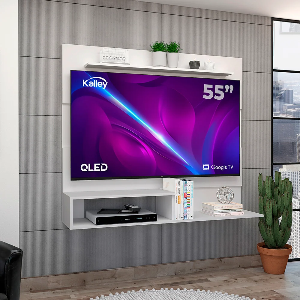 Panel de Tv Beijing, Blanco, con Espacio Para Televisor de Hasta 55 Pulgadas VM Hogar