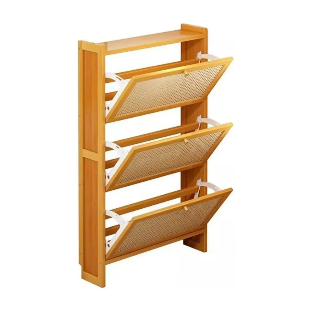 Zapatero Estante Organizador 3 Puertas 70x17x120 CM Bambú
