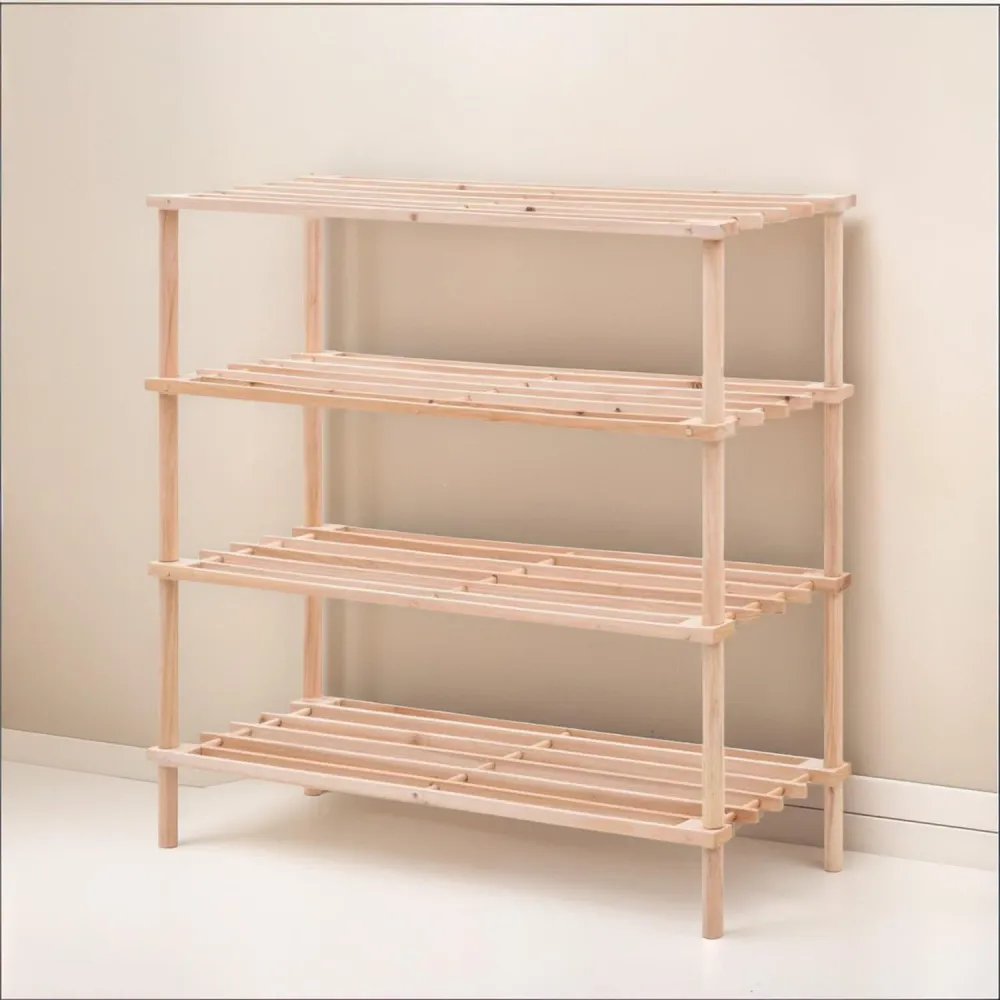 Zapatero Organizador Madera 4 Niveles 67x63x26 CM Café