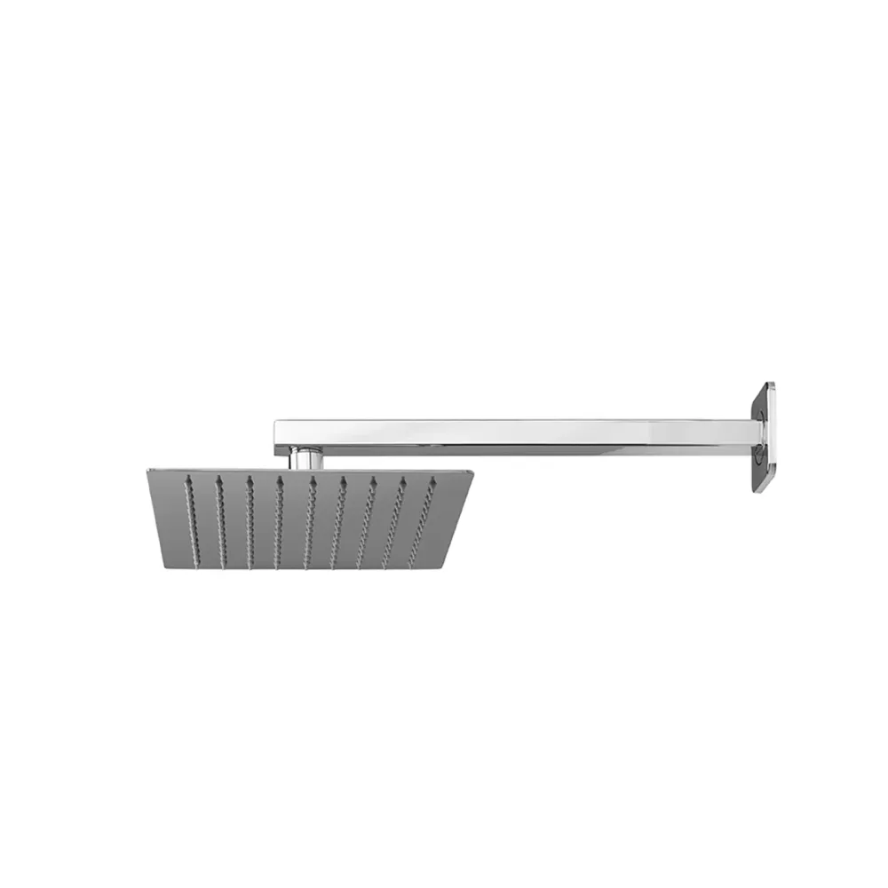 Cabezal de ducha rectangular ultraslim 30x20 cm con brazo de ducha en acero inoxidable pulido de Ares