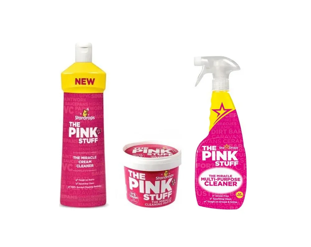Aroma Limón Stardrops Fucsia Stuff Pack - Limpiador en crema 500 ml + Pasta de limpieza 500 gramos + Spray multiusos 750 ml