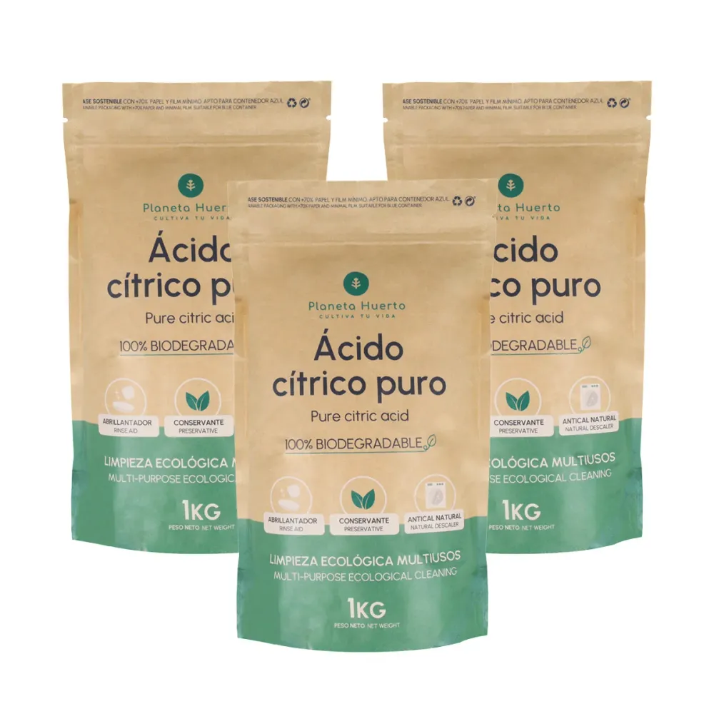 Concentrado Pack 3x Ácido cítrico Planeta Huerto 1 Kg