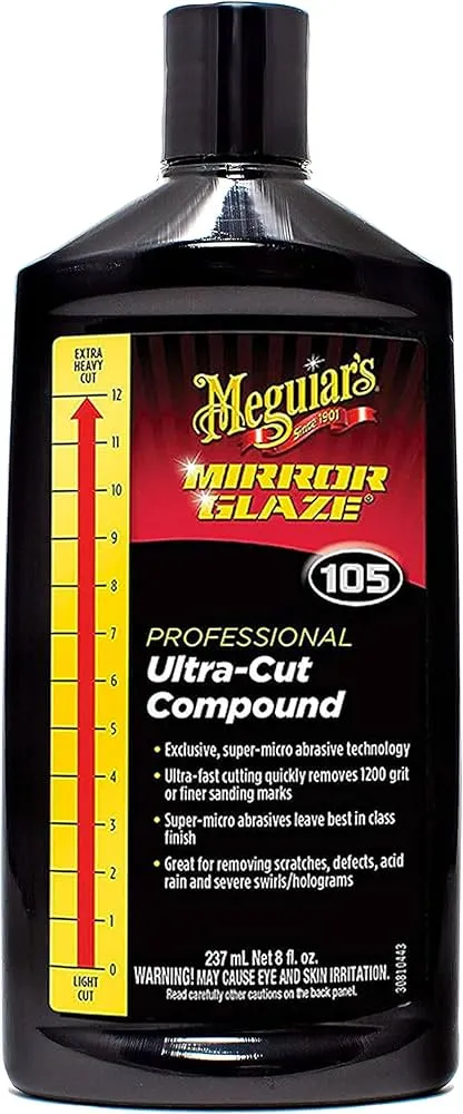 MEGUIAR'S 105 ULTRA CUT COMPOUND 8 OZ con Ácido Cítrico
