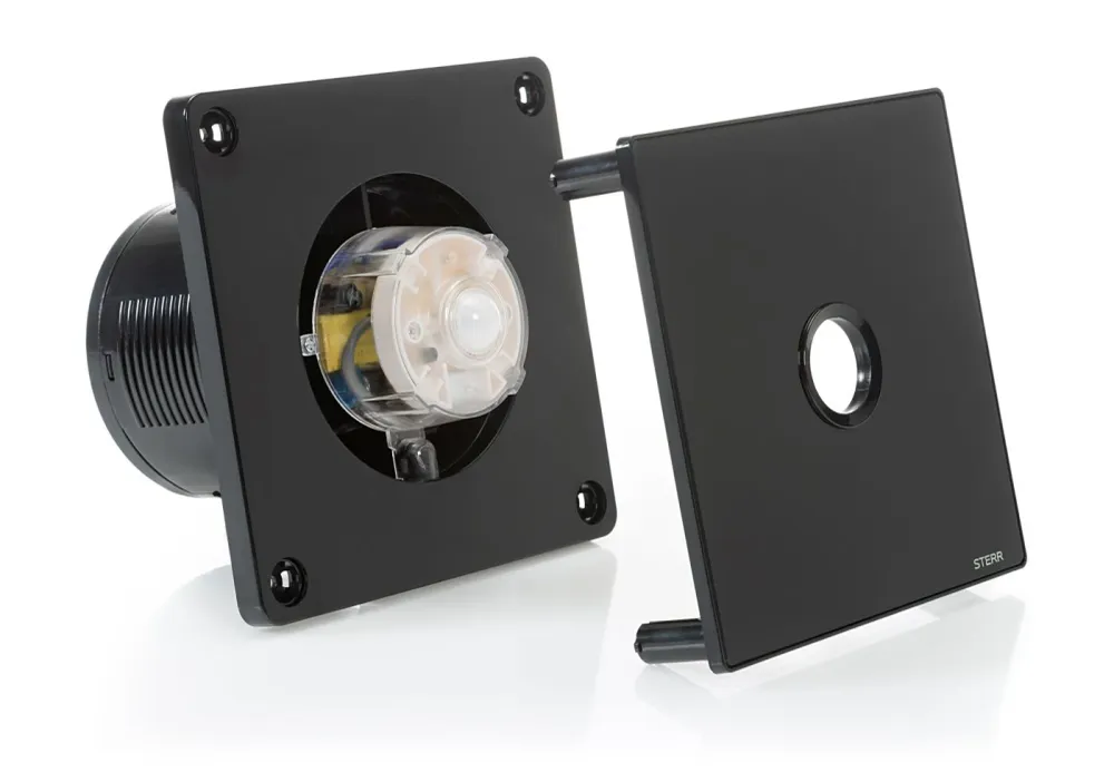 STERR BFS100P-B - 100 mm Extractor de Baño, Sensor de movimiento, 90 m³/h, Negro