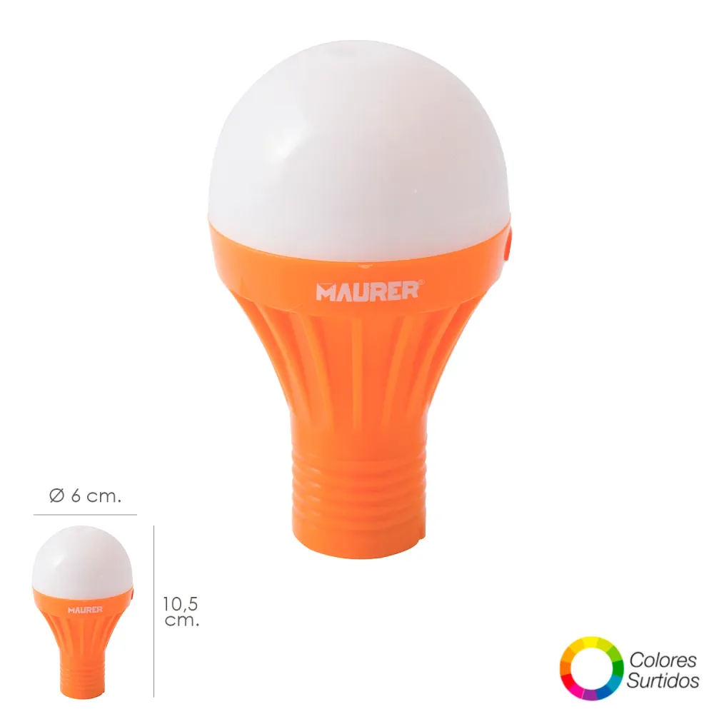 Alta Duración Linterna LED Armario Bombilla Pilas (1 AA) 1 Watt. Con Iman y Colgador