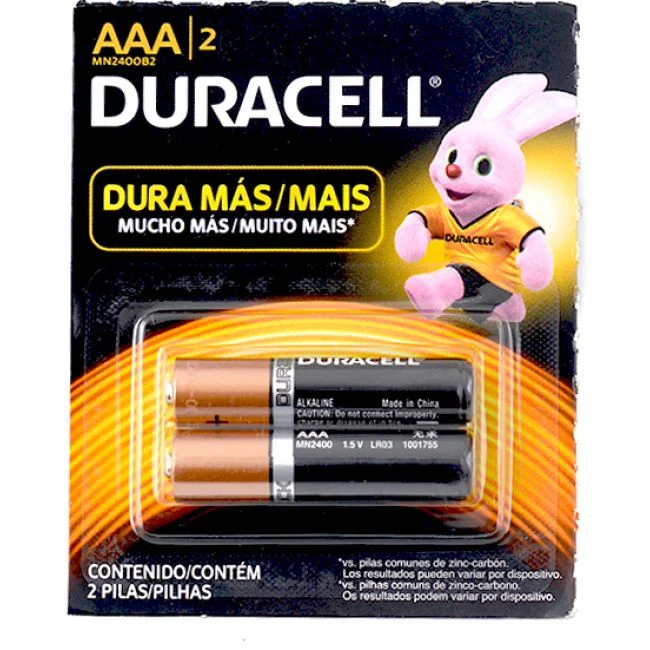 Baterías Recargables PILA ALCALINA AAA B2 (x par ) "DURACELL"