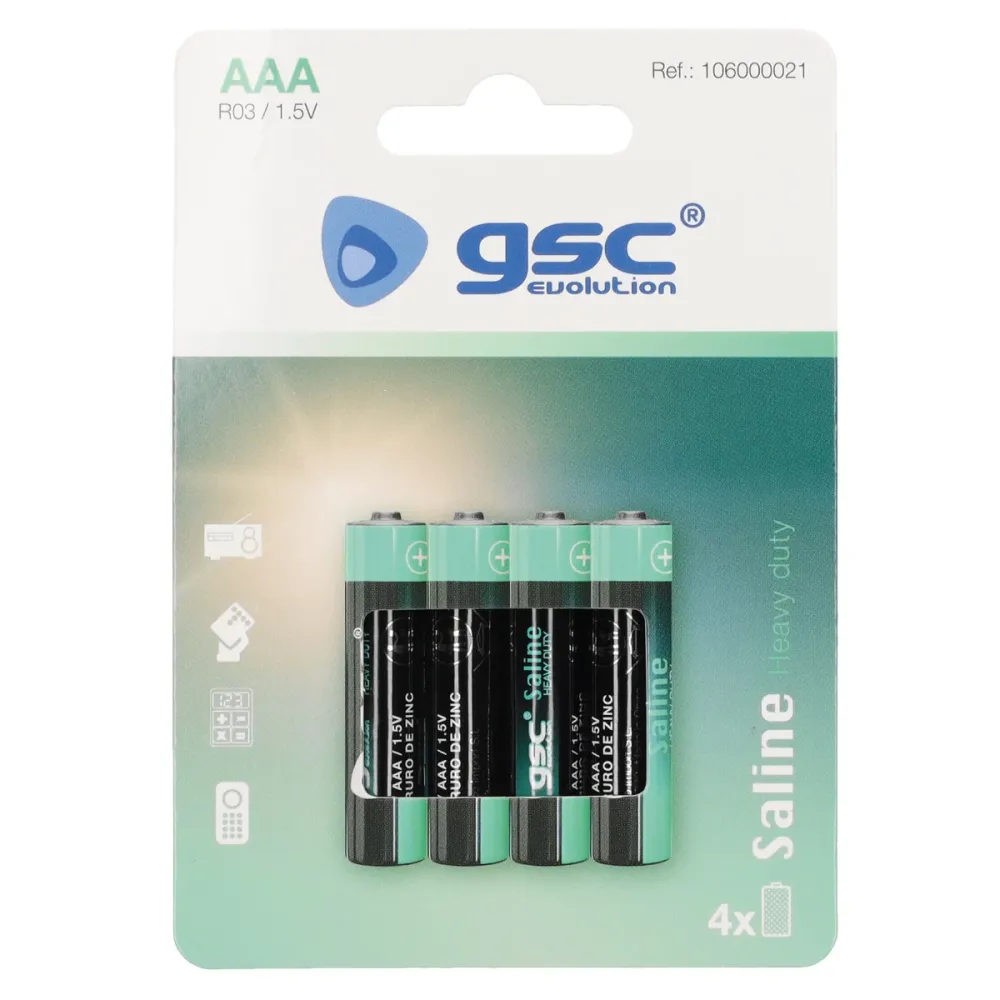 SET 4 PILAS GSC EVOLUTION SALINA LR03 AAA AA - 24 Unidades