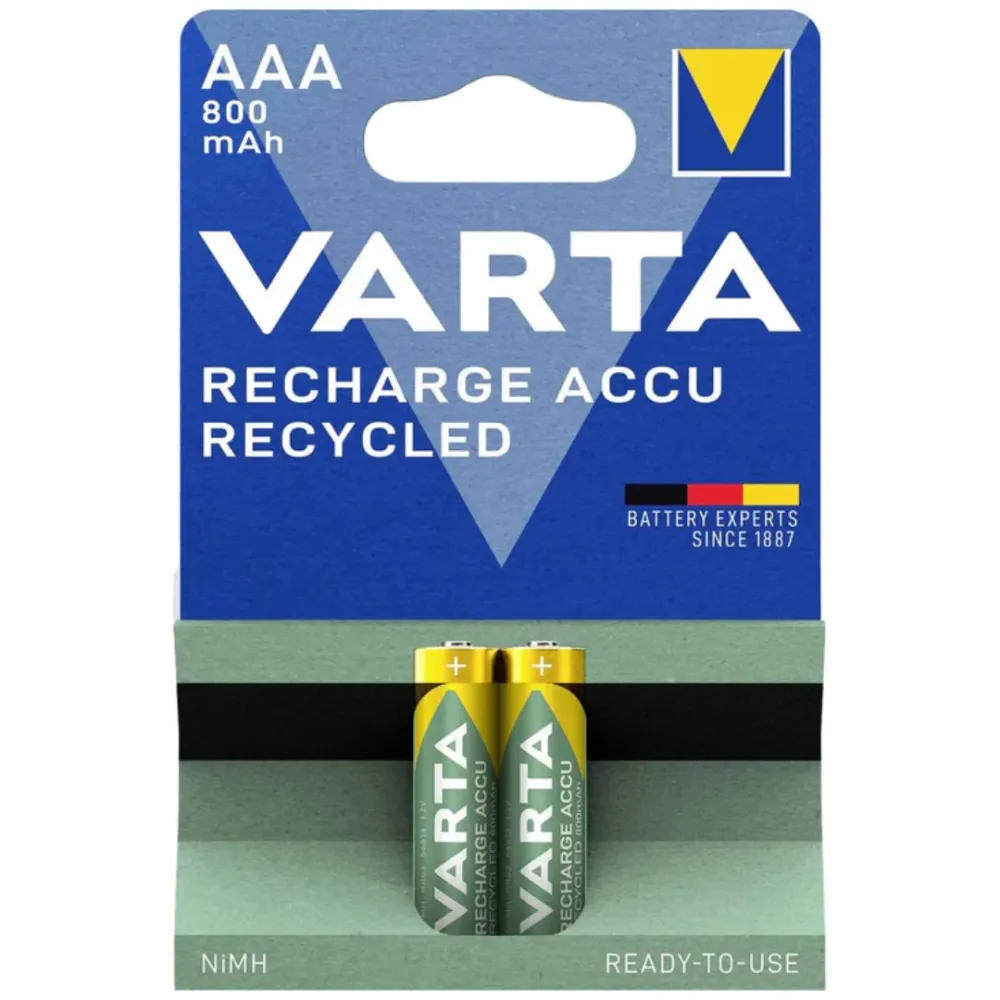 Pack de 2 piles rechargeables AAA 800 mAh 1.2 V – Économiques & Durables varta con Tecnologí de Larga Duración