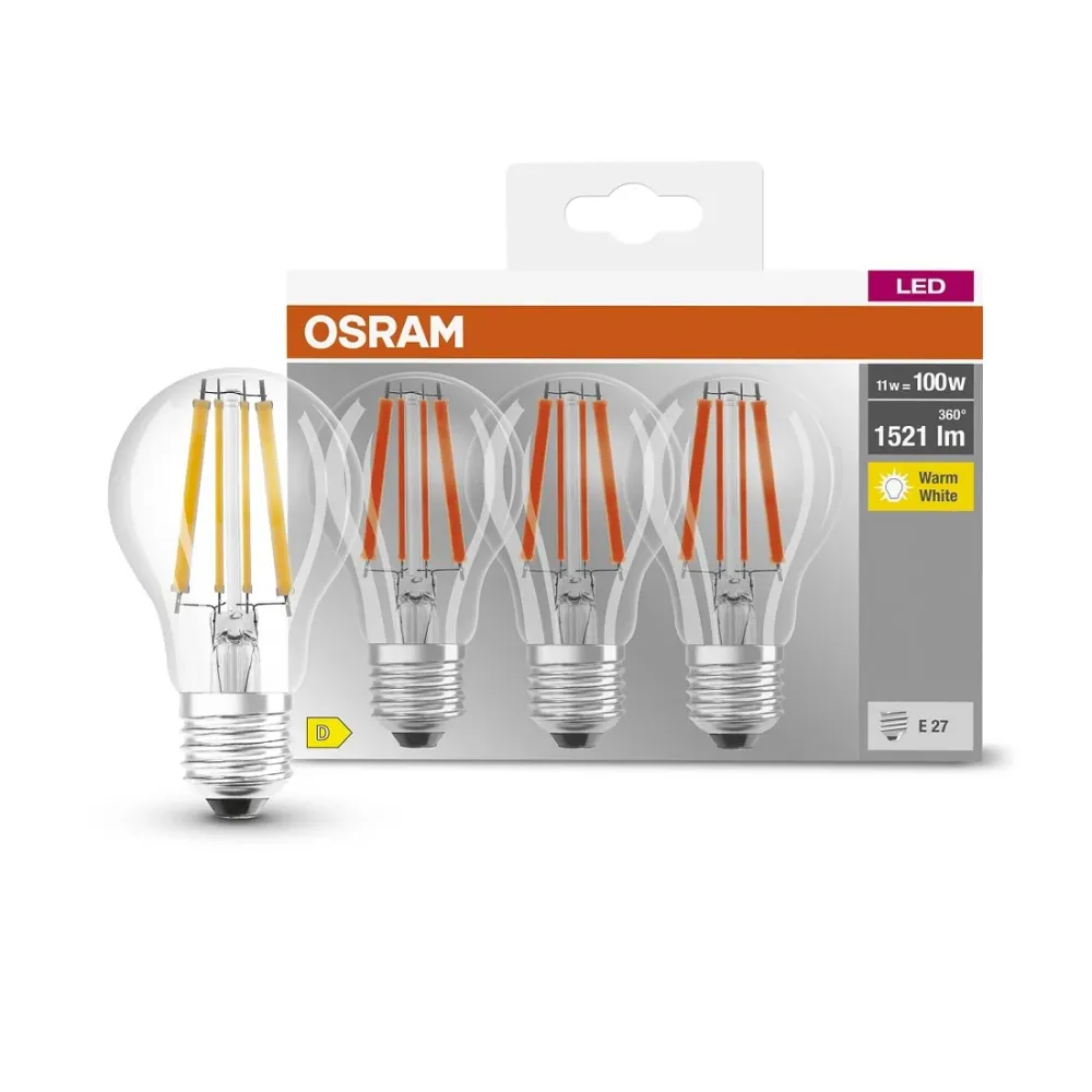 592438 3u LAMPARA BÁSICO FIL LED E27 11W 2700K BASE OSRAM