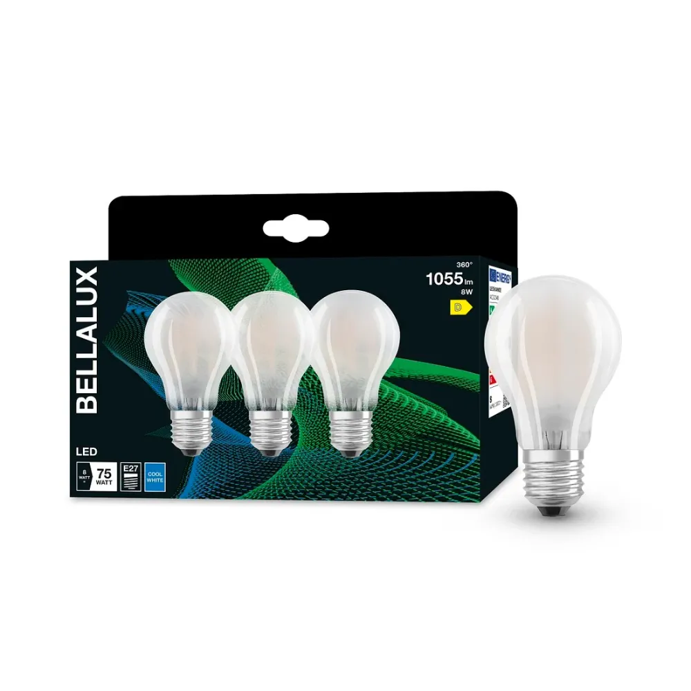 606371 3u LAMPARA COMÚN FIL LED MATE E27 7,5W 4000K BELLALUX